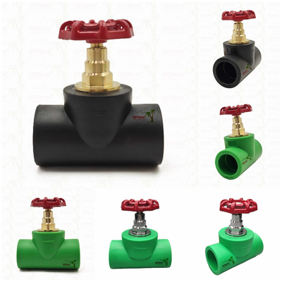 دریچه توقف PPR سیاه با کارتریج رنگ کروم / مس نقره ای ISO 15784 گواهینامه گلوبال 20-110mm