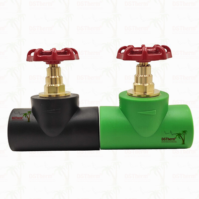 دریچه توقف PPR سیاه با کارتریج رنگ کروم / مس نقره ای ISO 15784 گواهینامه گلوبال 20-110mm