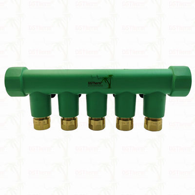 PPR رنگ آبی Manifolds با شیر توپ 5 راه Manifolds سفارشی رنگ و لوگو 25mm