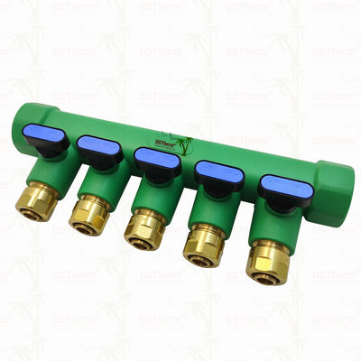 PPR رنگ آبی Manifolds با شیر توپ 5 راه Manifolds سفارشی رنگ و لوگو 25mm