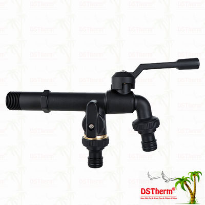شیر آب خروجی دوتایی برنجی با دهانه بلند، شیر آب سنگین برنجی 1/2"*3/4"*3/4"