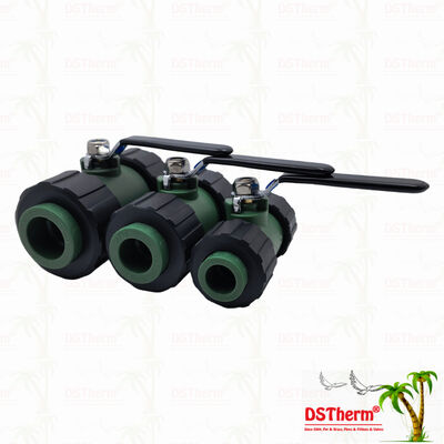 PPR Double Union Ball Valve با دستگیره آهنین توپ مس 20-63MM لوگو سفارشی