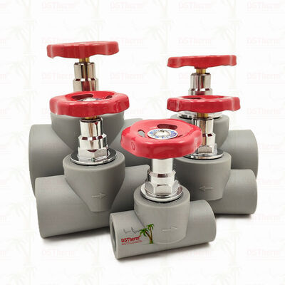 دریچه توقف PPR رنگ خاکستری کرومی با کارتریج مس گلوبال 20-110mm