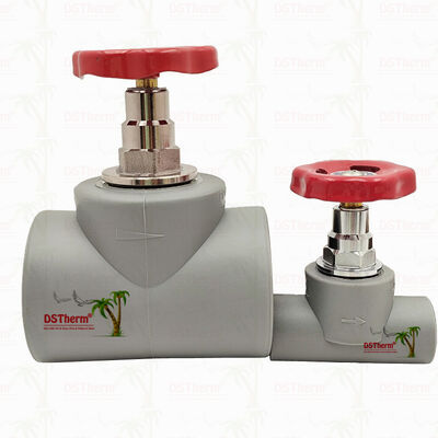 دریچه توقف PPR رنگ خاکستری کرومی با کارتریج مس گلوبال 20-110mm