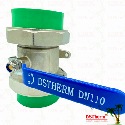 110mm PPR Double Union Ball Valve Full Bore PN25 مقاوم به خوردگی