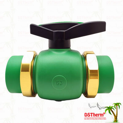 PPR Union Ball Valve Full Bore Ppr Double Union Ball Valve 20-63MM نصب شده در معرض نور