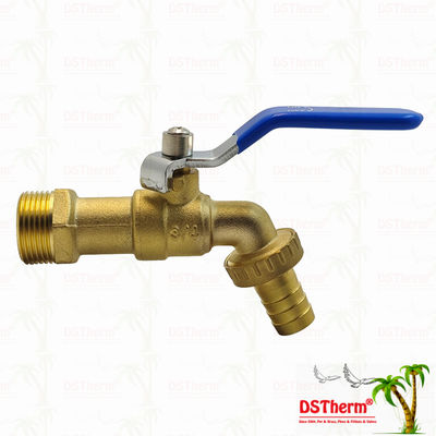 Gold Plated Heavy Duty Classic Blue Iron Handle Bibcocks Water Spout Faucet Spigot Water Tap 3/4